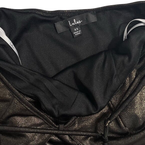 Lulus Midi Dress Size XS Metallic Gold Cutout V-Neck Adjustable Straps Slit - Picture 10 of 13